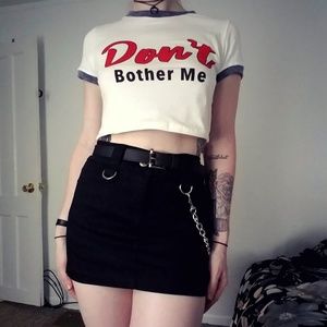 Dolls Kill "Don't bother me" cropped tee.